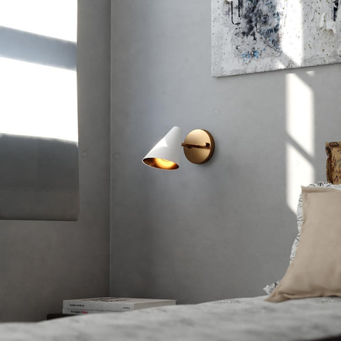Vaxcel Pryce 4.5 in. Wall Light in Matte White and Satin Brass Model: W0502