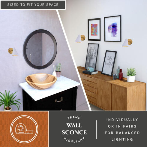 Vaxcel Pryce 4.5 in. Wall Light in Matte White and Satin Brass Model: W0502