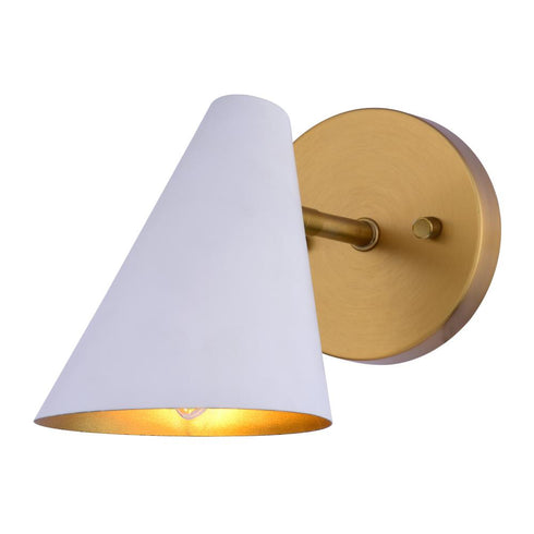 Vaxcel Pryce 4.5 in. Wall Light in Matte White and Satin Brass Model: W0502