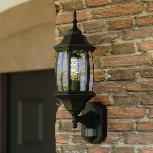 Vaxcel Rogers Park Dualux 6.5 n. Outdoor Motion Sensor Wall Light in Textured Black Model: T0734