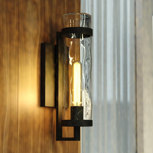 Vaxcel Seymour 15.5 in. H Outdoor Wall Light in Textured Black Model: T0772