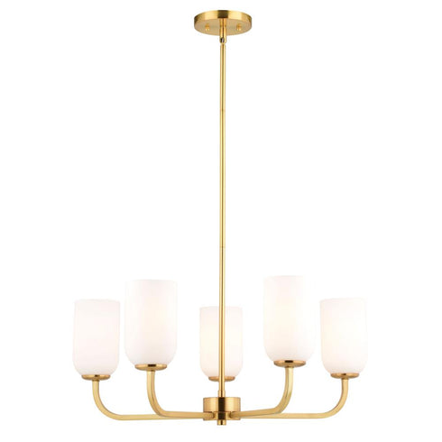 Vaxcel Shelby 26 in. W 5 Light Chandelier in Natural Brass Model: H0305