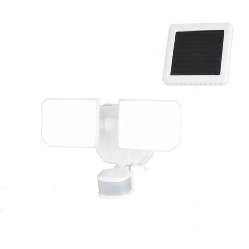 Vaxcel Solar Powered 10.25 in. 2 Light Solar LED Outdoor Motion Sensor Security Flood Light in White Model: T0722