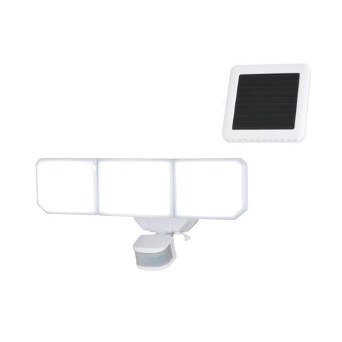 Vaxcel Solar Powered 15.75 in. 3 Light Solar LED Outdoor Motion Sensor Security Flood Light in White Model: T0723