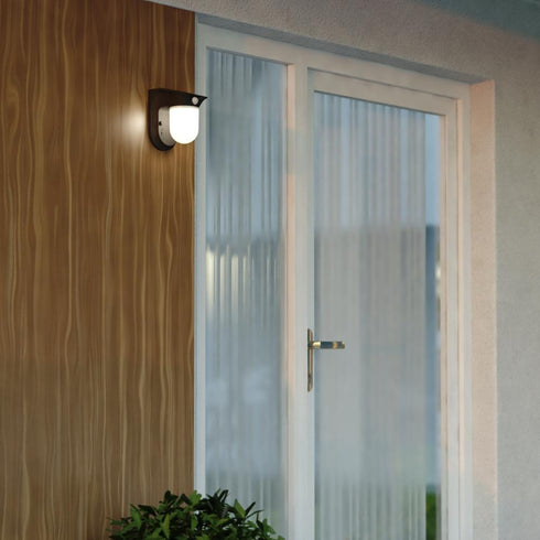 Vaxcel Solar Powered 4.5 in. Solar LED Outdoor Motion Sensor Wall Jar Light in Black Model: T0724