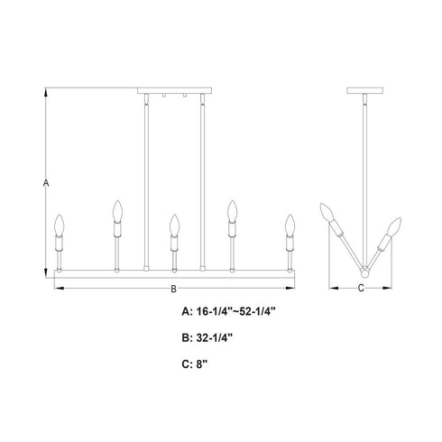 Vaxcel Warwick 32.25 in. W 10 Light Linear Chandelier in Natural Brass Model: H0306