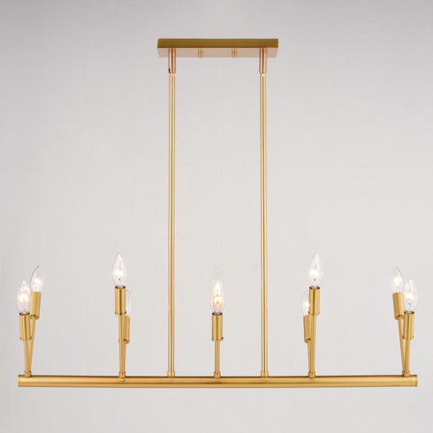 Vaxcel Warwick 32.25 in. W 10 Light Linear Chandelier in Natural Brass Model: H0306