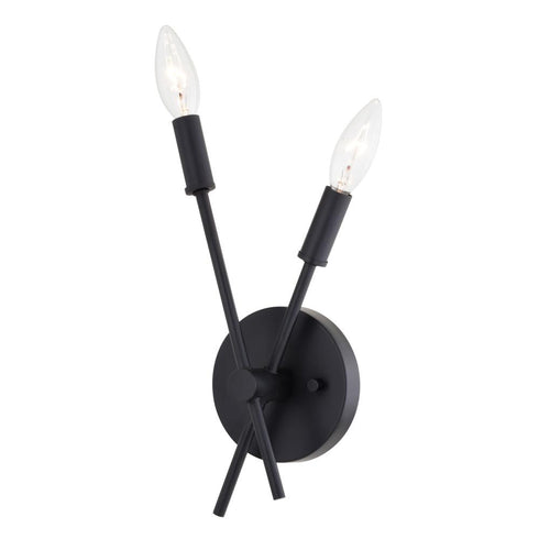 Vaxcel Warwick 5.75 in. W 2 Light Wall Light in Matte Black Model: W0493