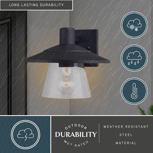 Vaxcel Westport 10 in. Outdoor Wall Light in Textured Black Model: T0752