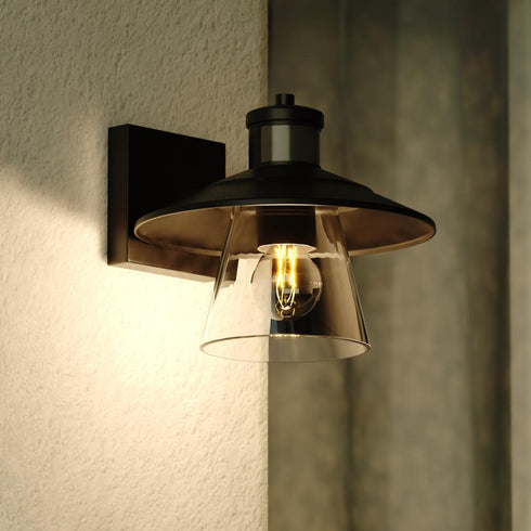 Vaxcel Westport Dualux 10 in. Outdoor Motion Sensor Wall Light in Textured Black Model: T0753