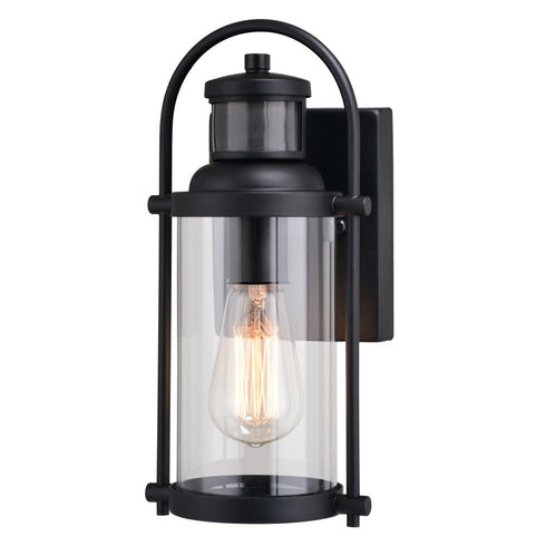 Vaxcel Winfield Dualux 5.75 in. Outdoor Motion Sensor Wall Light Matte Black in Textured Black Finish Model: T0737