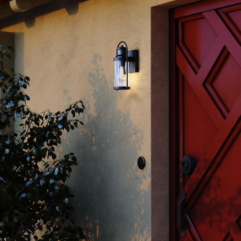 Vaxcel Winfield Dualux 5.75 in. Outdoor Motion Sensor Wall Light Matte Black in Textured Black Finish Model: T0737