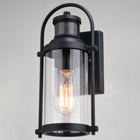 Vaxcel Winfield Dualux 5.75 in. Outdoor Motion Sensor Wall Light Matte Black in Textured Black Finish Model: T0737
