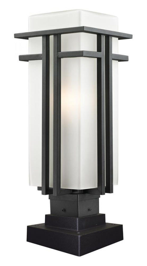 Z-Lite Abbey 1 Light Outdoor Pier Mounted Fixture in Black Finish Model: 549PHB-SQPM-BK