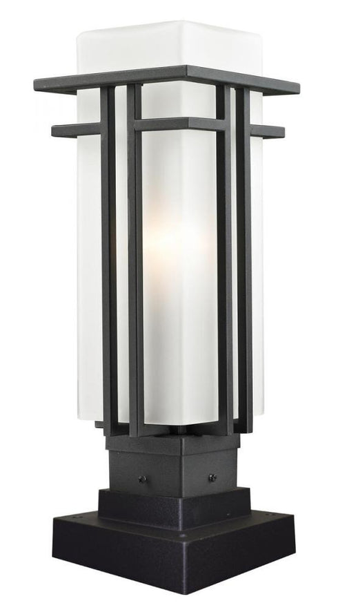 Z-Lite Abbey 1 Light Outdoor Pier Mounted Fixture in Black Finish Model: 549PHM-SQPM-BK