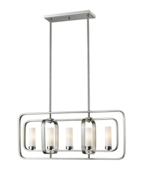 Z-Lite Aideen 5 Light Linear Chandelier in Brushed Nickel Finish Model: 6000-5L-BN