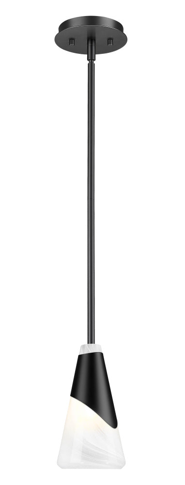 Z-Lite Aimie 1 Light Pendant in Brushed Nickel Finish Model: 828P6-ROD-BN