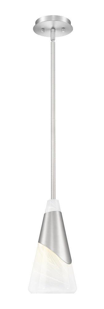 Z-Lite Aimie 1 Light Pendant in Brushed Nickel Finish Model: 828P7-ROD-BN