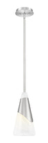 Z-Lite Aimie 1 Light Pendant in Brushed Nickel Finish Model: 828P7-ROD-BN