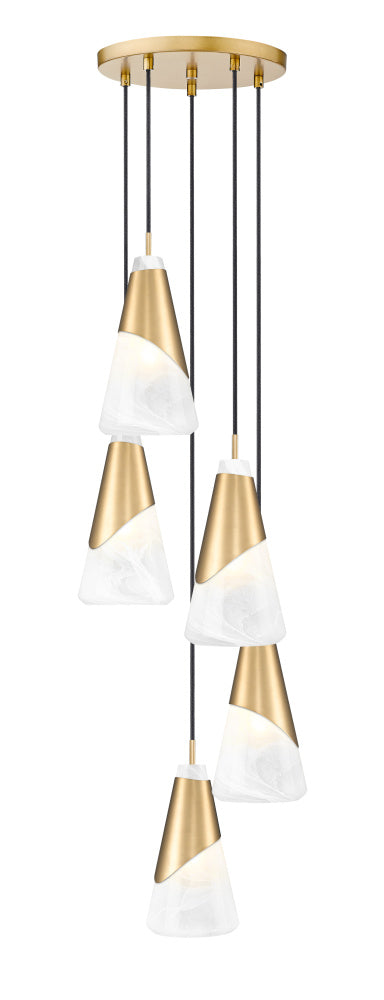 Z-Lite Aimie 5 Light Chandelier in Brushed Nickel Finish Model: 828P6-5R-BN