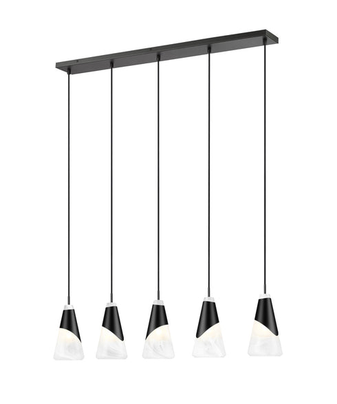 Z-Lite Aimie 5 Light Linear Chandelier in Brushed Nickel Finish Model: 828P6-5L-BN