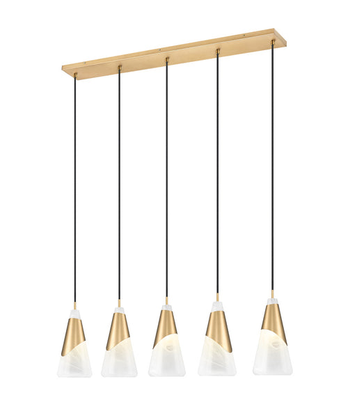 Z-Lite Aimie 5 Light Linear Chandelier in Brushed Nickel Finish Model: 828P7-5L-BN