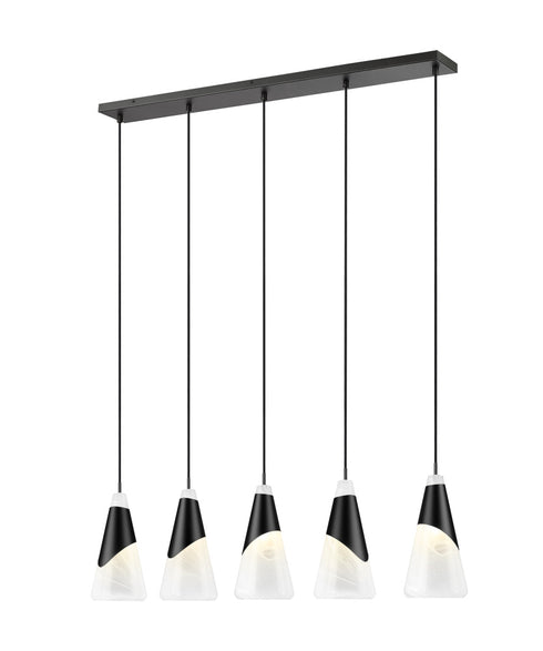 Z-Lite Aimie 5 Light Linear Chandelier in Brushed Nickel Finish Model: 828P7-5L-BN