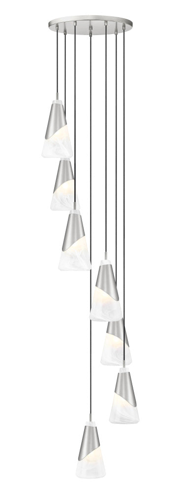 Z-Lite Aimie 7 Light Chandelier in Brushed Nickel Finish Model: 828P6-7R-BN