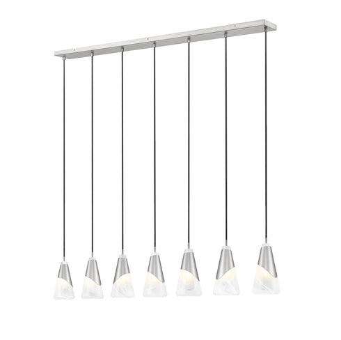 Z-Lite Aimie 7 Light Linear Chandelier in Brushed Nickel Finish Model: 828P6-7L-BN