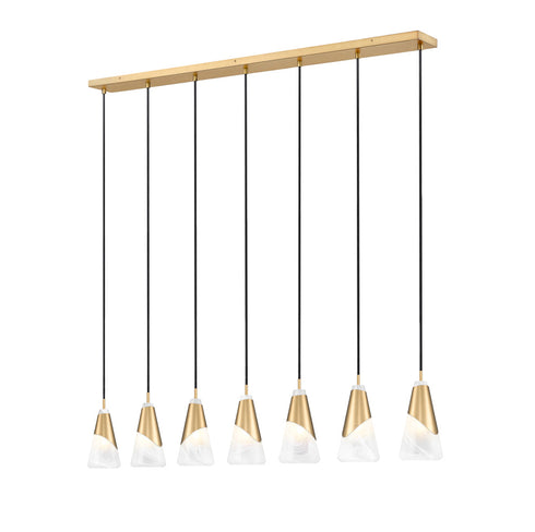 Z-Lite Aimie 7 Light Linear Chandelier in Brushed Nickel Finish Model: 828P6-7L-BN