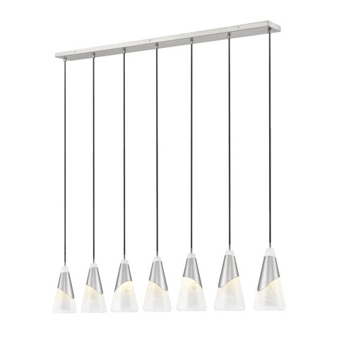Z-Lite Aimie 7 Light Linear Chandelier in Brushed Nickel Finish Model: 828P7-7L-BN