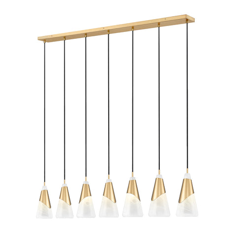 Z-Lite Aimie 7 Light Linear Chandelier in Brushed Nickel Finish Model: 828P7-7L-BN