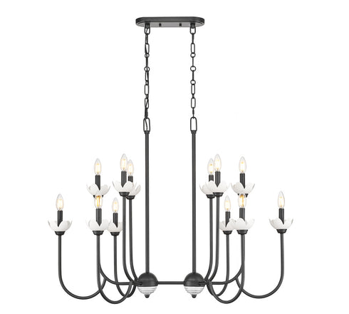 Z-Lite Allistair 12 Light Linear Chandelier in Matte Black Finish Model: 352-42L-MB