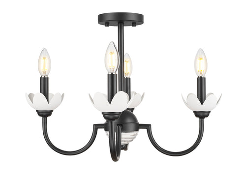 Z-Lite Allistair 4 Light Semi Flush Mount in Matte Black Finish Model: 352-4SF-MB