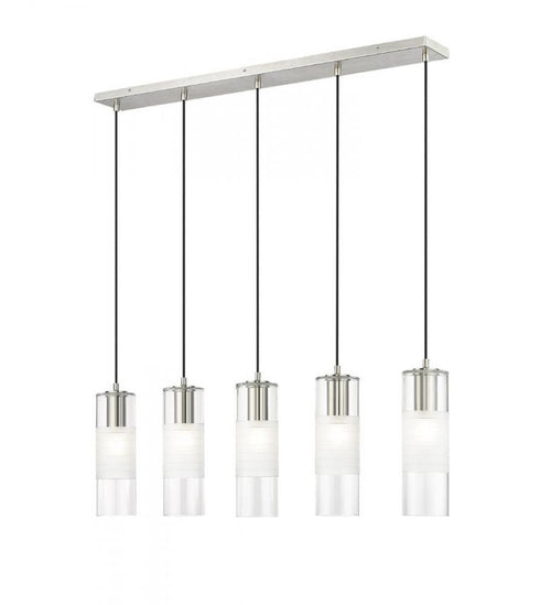Z-Lite Alton 5 Light Linear Chandelier in Brushed Nickel Finish Model: 824P-5L-BN