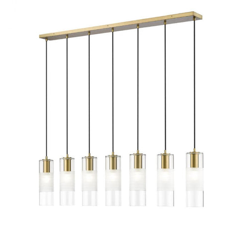 Z-Lite Alton 7 Light Linear Chandelier in Brushed Nickel Finish Model: 824P-7L-BN