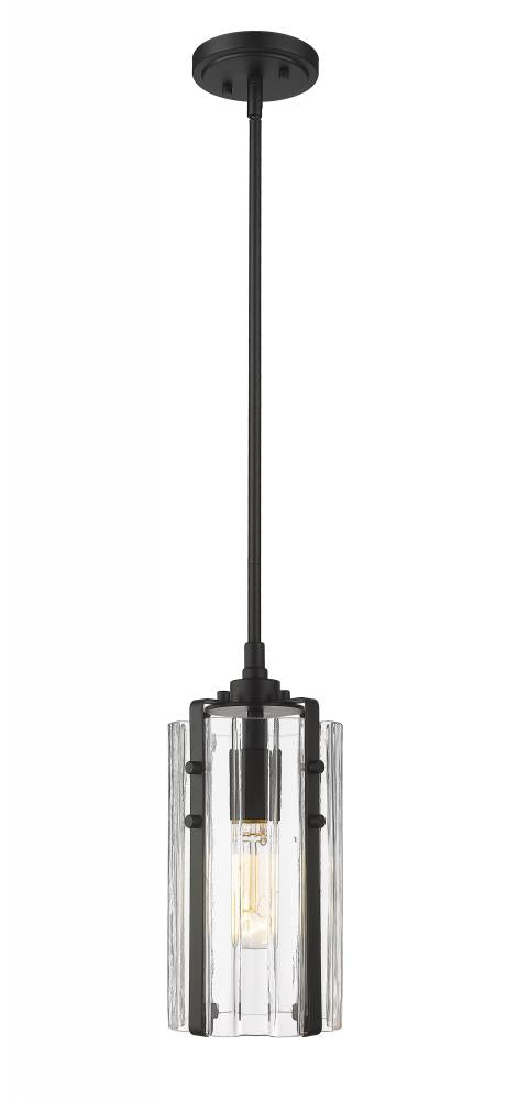 Z-Lite Alverton 1 Light Pendant in Matte Black Finish Model: 3036MP-MB