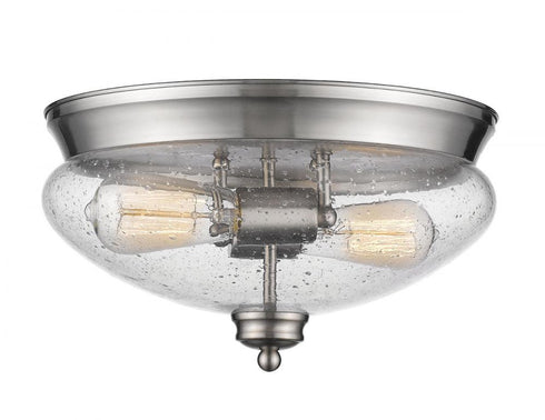 Z-Lite Amon 2 Light Flush Mount in Brushed Nickel Finish Model: 722F2-BN