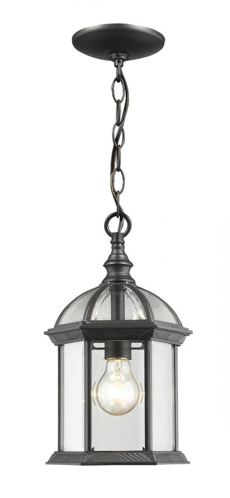 Z-Lite Annex 1 Light Outdoor Chain Mount Ceiling Fixture in Black Finish Model: 563CHM-BK