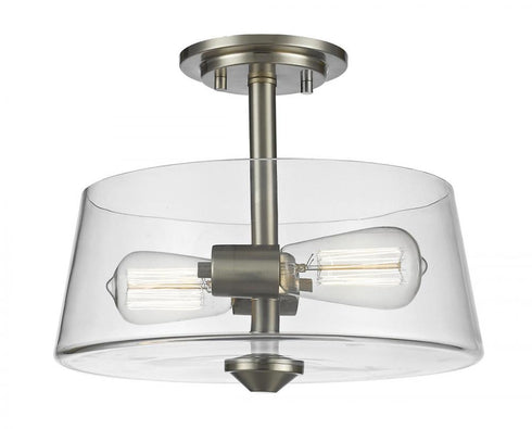 Z-Lite Annora 2 Light Semi Flush Mount in Brushed Nickel Finish Model: 428SF2-BN