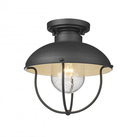 Z-Lite Ansel 1 Light Outdoor Flush Mount in Black Finish Model: 590F-BK