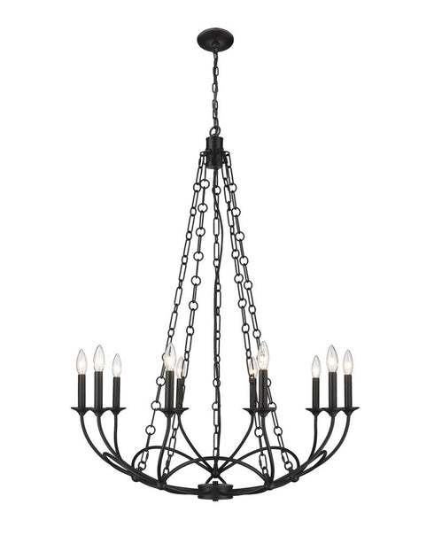 Z-Lite Arabella 10 Light Chandelier in Matte Black Finish Model: 3500-10MB