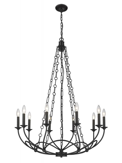 Z-Lite Arabella 10 Light Chandelier in Matte Black Finish Model: 3500-10MB