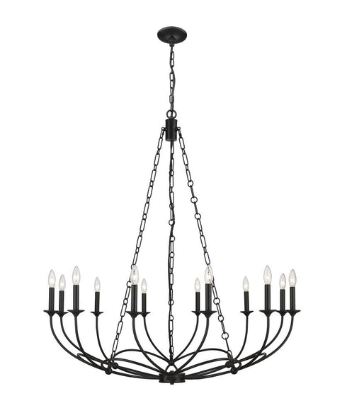 Z-Lite Arabella 12 Light Chandelier in Matte Black Finish Model: 3500-12MB