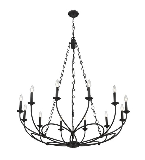 Z-Lite Arabella 12 Light Chandelier in Matte Black Finish Model: 3500-12MB