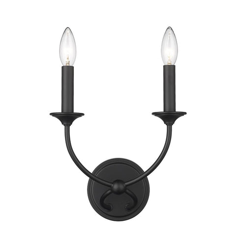 Z-Lite Arabella 2 Light Wall Sconce in Matte Black Finish Model: 3500-2S-MB