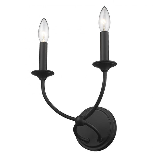 Z-Lite Arabella 2 Light Wall Sconce in Matte Black Finish Model: 3500-2S-MB