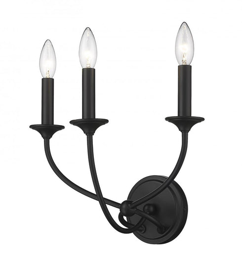 Z-Lite Arabella 3 Light Wall Sconce in Matte Black Finish Model: 3500-3S-MB