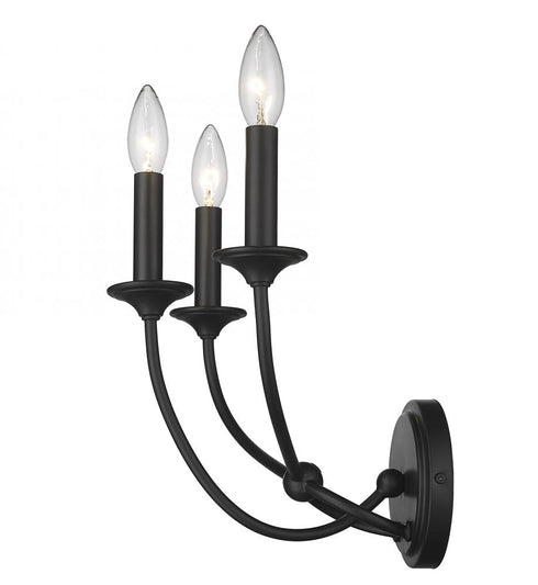 Z-Lite Arabella 3 Light Wall Sconce in Matte Black Finish Model: 3500-3S-MB