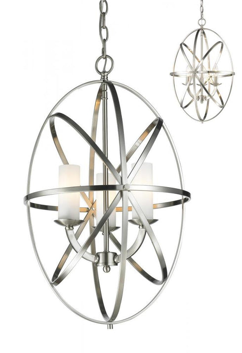 Z-Lite Aranya 3 Light Chandelier in Brushed Nickel Finish Model: 6027-3S-BN